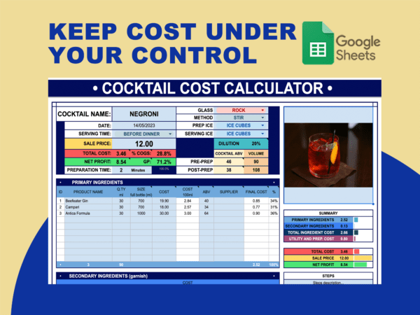 COCKTAIL COST CALCULATOR
