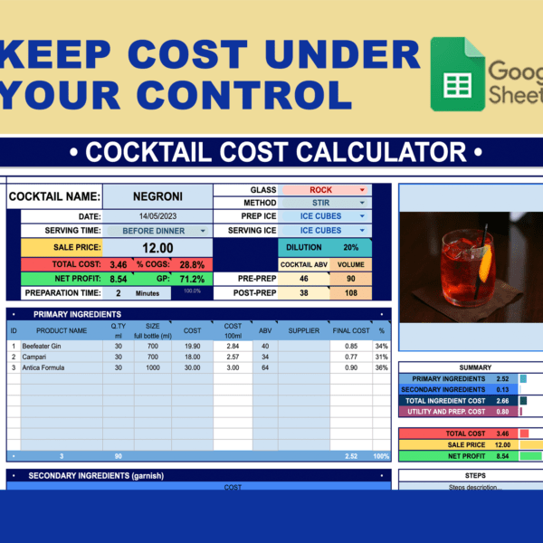 COCKTAIL COST CALCULATOR