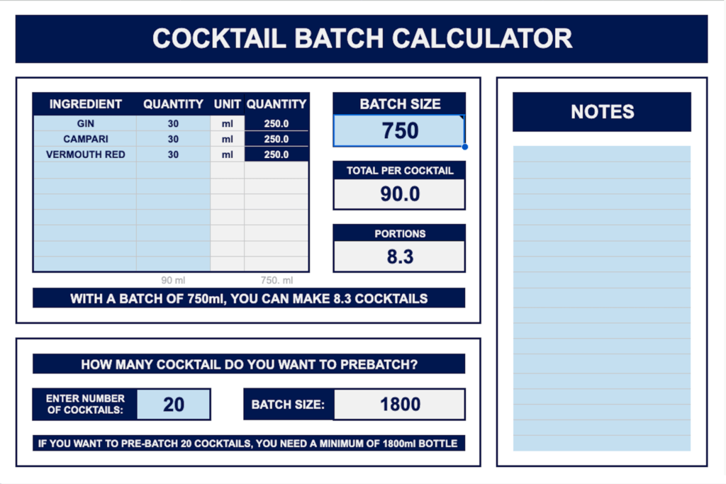 COCKTAIL BATCH CALCULATOR